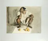 Vendedor de naranjas" (La marchande d'oranges) by Francisco Zúñiga, 1971, Aquarelle sur traits de crayon, sold Nov 2024