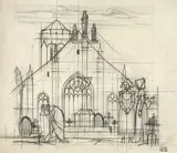 Bretonnes devant le calvaire by Bernard Boutet de Monvel, Encre sur traits de crayon sur papier, sold Nov 2024