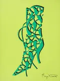 Botte verte et noire by Roger Vivier, Collage de papiers de couleur, sold Nov 2024