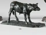 Veau by Alfred Pina, Épreuve en bronze patiné, sold Nov 2024