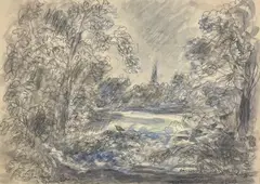 Paysage enneigé by Hermine David, 1966, Aquarelle gouachée, sold Jul 2026