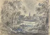 Paysage enneigé by Hermine David, 1966, Aquarelle gouachée, sold Jul 2026