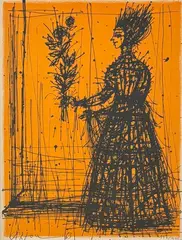 Femme au bouquet by Jean Carzou, 1963, Lithographie (carte de vœux), sold Jul 2026