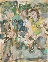 Trois personnages à la terrasse d'un café by Gen Paul, 1924, Gouache, sold Jun 2026