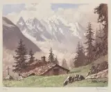 La ferme de Chenavy ", Chamonix by Joanny Drevet, 1848, Aquatinte en couleurs, sold Mar 2026