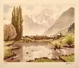 Route du Courchevel - Lac du Praz by Joanny Drevet, Aquatinte en couleurs, sold Mar 2026