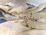 Paysage de montagne by Georges Gimel, Aquarelle gouachée sur papier, sold Mar 2026