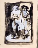 deux personnages by Vasyl Khmeluk, Gouache et aquarelle Au dos dessin à l'encre signé, sold Mar 2026