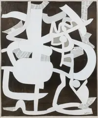 Composition by Maurice Estève, 1973, Collage de papiers peints et découpés sur fond de papier kraft, sold Oct 2021