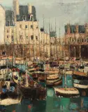 Port breton by Bernard Folinais, Toile signée en bas à droite et datée (19)69, sold Apr 2021