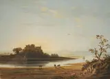 Paysage au château fort by Frederick Fielding, Aquarelle et gouache sur papier, sold Jun 2020