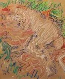 Paysage esquissé, Composition by Jean Arène, Pastel sur papier kraft, sold May 2020