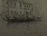 Gondolier devant un palais à Venise by Arthur Calame, Crayon, sold Dec 2018