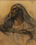 Homme en prière by Édouard Morerod, Crayon et pastel, sold Dec 2018
