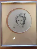 Portrait de jeune fille by Jacques Nam, Crayon, sold Dec 2018