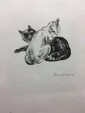 Femme nue et chat noir by Jacques Nam, Lithographie en couleur, sold Dec 2018