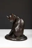 Chat assis la tête penchée by Jacques Nam, Epreuve en bronze à patine brune, sold Dec 2018