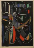 Composition fond noir by André Lanskoy, Lithographie en couleurs annotée EA en bas à gauche, sold Dec 2018