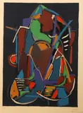 Composition fond noir by André Lanskoy, Lithographie en couleurs annotée EA en bas à gauche, sold Dec 2018