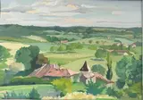 Vue d'un village dans la campagne by Marie-Madeleine Masson, Gouache sur papier, sold Jan 2026
