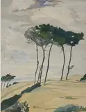Pins sur le dune by Marie-Madeleine Masson, 1938, Gouache sur papier, sold Jan 2026