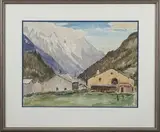 Hameau de montagne by Jean-Baptiste Drevet, Aquarelle signée en bas à droite et datée en bas à gauche, sold Dec 2025