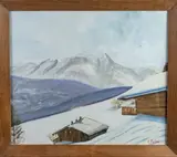 Chalets à Combloux by Hervé Michal, Aquarelle signée en bas à droite, sold Dec 2025