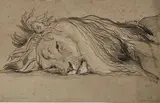 Lion assoupi by Louis Désiré Thienon, Crayon noir et craie blanche, sold Dec 2025