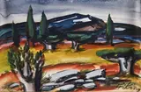 Paysage de Provence by Franz Priking, 1989, Gouache, aquarelle et lavis d'encre signée en bas à droite, sold Dec 2025