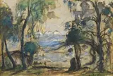 Paysage vallonné by Emmanuel de La Villéon, Aquarelle, encre et fusain, sold Dec 2025