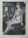 L'idole by Paul Delvaux, 1982, Lithographie en couleurs sur papier Japon portant le cachet de la signature en bas à droit, sold Dec 2025