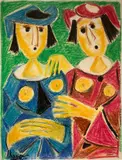 Les deux amies by Roland Chanco, Pastel, sold Dec 2025