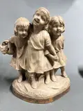 Fillettes au panier by Friedrich Goldscheider, Terre cuite, sold Oct 2024