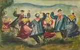 La bourrée tournante by Jean Toth, Gouache signée Dim, sold Sep 2024