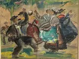 La bourrée montagnarde by Jean Toth, Gouache signée Dim, sold Sep 2024