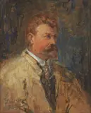 Portrait d'homme à la moustache by Pierre Eugène Montézin, 1909, Gouache et pastel sur papier, sold Sep 2024