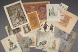 Etude d’enfants et d’un landau by Emile Marcel Flamant, Crayon noiret rehauts de gouache sur papier gris, sold Jun 2024