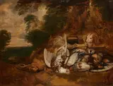 Nature morte aux gibiers dans un paysage by Kaspar Jacob I van Opstal, Toile, sold Jun 2024