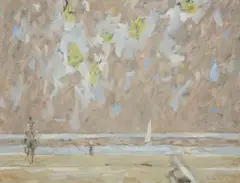 Cavalier sur la plage by Hans Seiler, Gouache sur papier, sold Jun 2024