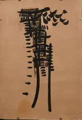 Signe personnage. 1956 by Olivier Debré, Lithographie sur vélin crème signée et dédicacée « à Suzanne Radowsky», sold Apr 2025