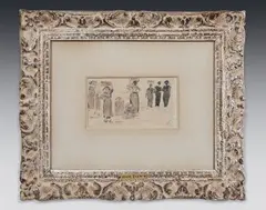 Étude de femmes de pêcheurs et marins by Eugène Boudin, Lavis et aquarelle sur traits de crayon, sold Apr 2025