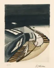Escalier, 1977-1978 by Sam Szafran, Aquarelle sur fond de gravure sur papier, sold Jun 2026