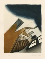 Escalier, 1977-1978 by Sam Szafran, Aquarelle sur fond de gravure sur papier, sold Jun 2026