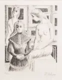 Femmes au tabouret by Paul Delvaux, 1975, Lithographie sur papier, sold Jun 2026