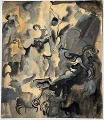 Composition by Youla Chapoval, Gouache et lavis d’encre sur papier, sold Jun 2026