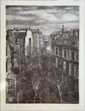 Paris, 11 Boulevard de Clichy by Erik Desmazieres, 1996, Eau-forte, aquatinte et roulette sur papier numéroté, sold Apr 2026