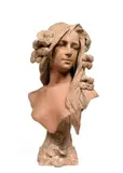 Buste de femme by George Coudray, Plâtre patiné façon terre cuite, sold Dec 2025