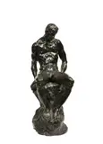 Nu masculin assis by Ettore Greco, Bronze à patine verte, sold Dec 2025