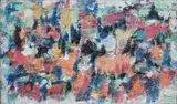 Composition abstraite by Elvire Jan, Technique mixte sur toile Mixed media on canvas, sold Nov 2025