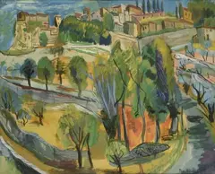 Paysage du sud by Marcel Basler, Gouache sur papier, sold Oct 2025